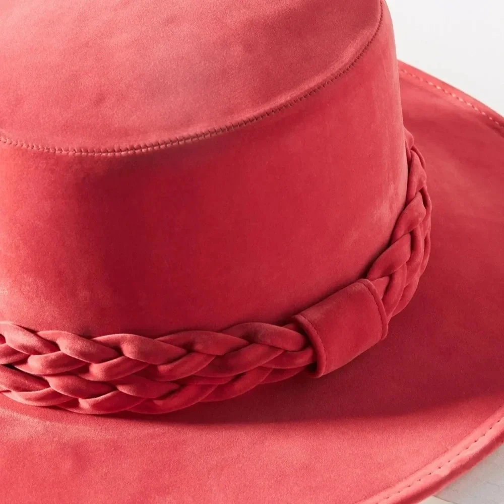 Anthropologie ASN Braided Pink Boater Hat